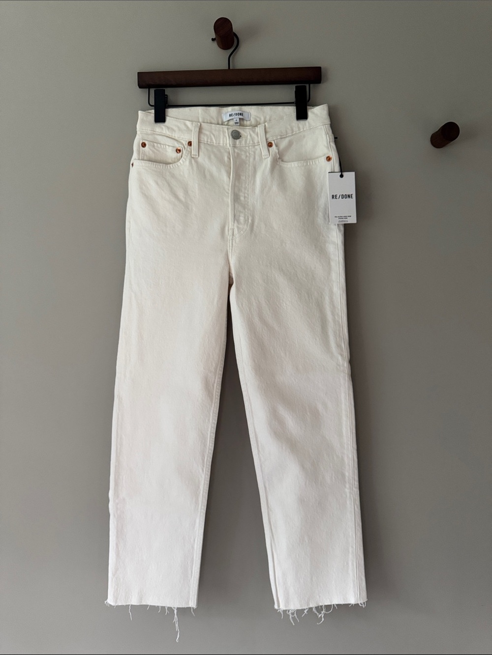 RE/DONE 70s ULTRA HIGH RISE STOVE PIPE JEANS VINTAGE WHITE SIZE 27